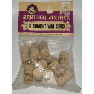 Brother Vintner 12 Straight Wine Corks Sealed In Bag - Vintage!